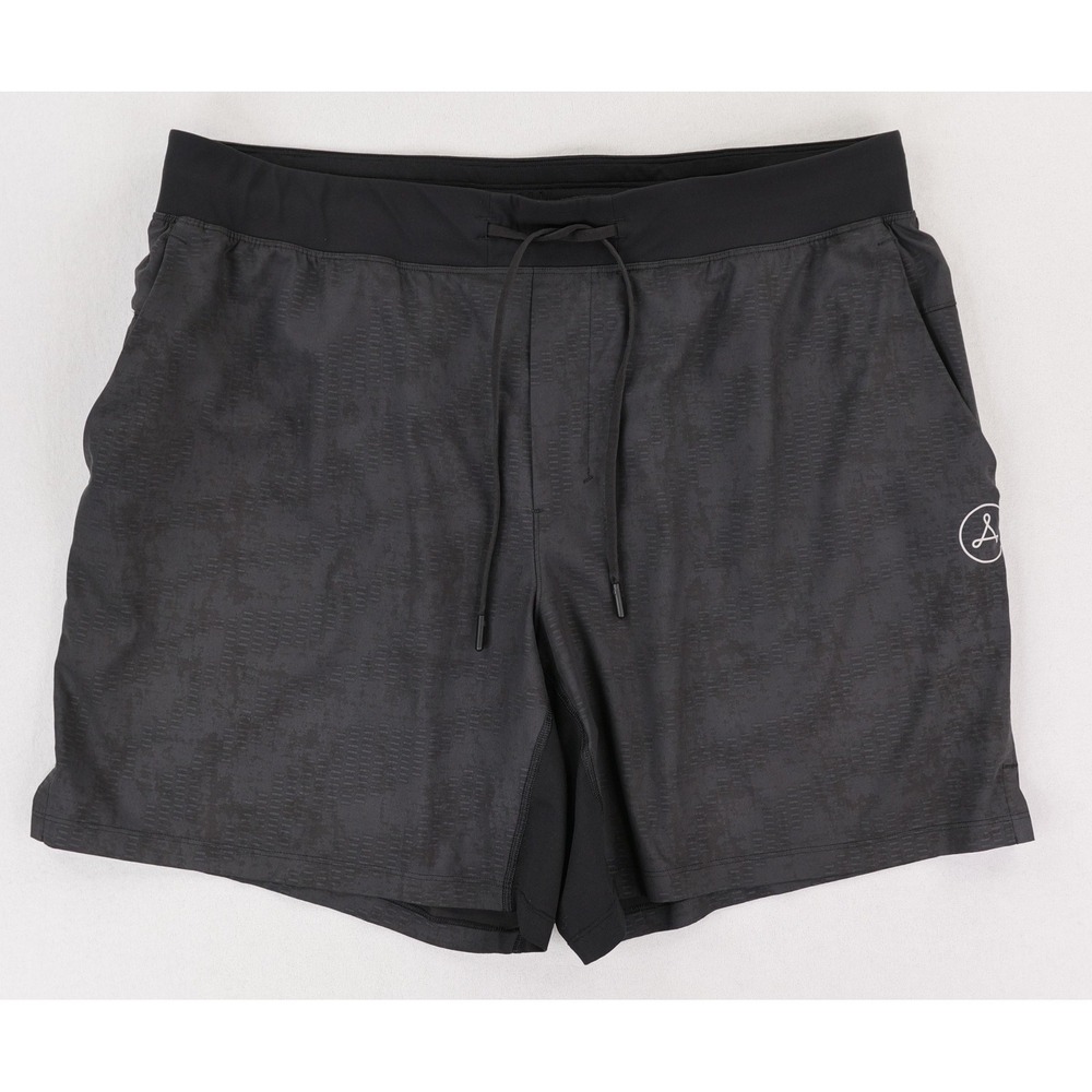 Lululemon T.H.E. Short Linerless 7" Mens XXL 2XL Rocklines Emboss Black Gym